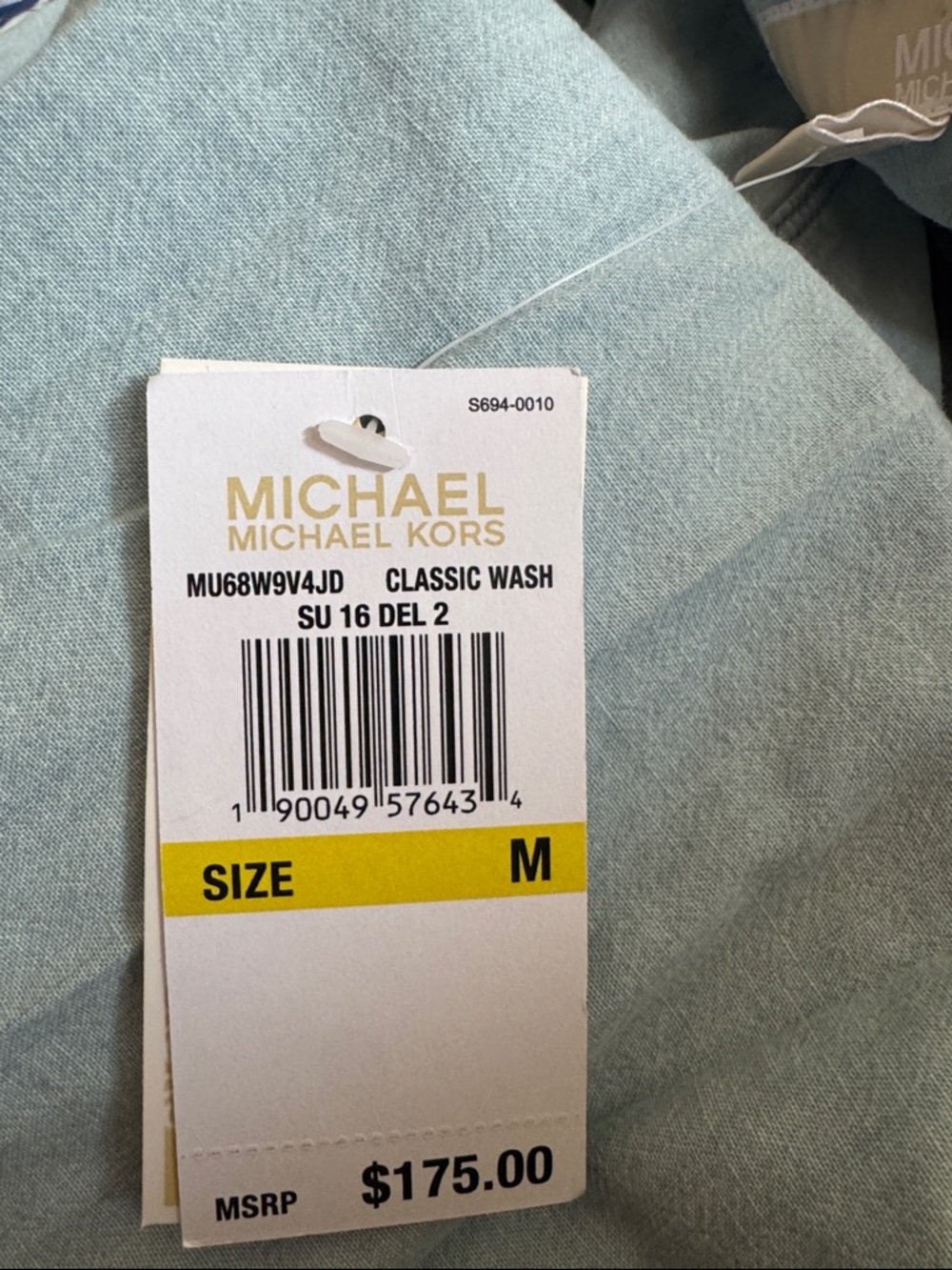 MICHAEL Michael Kors Light Blue Chambray Maxi Shirt Dress with Belted Waist - Picture 9 of 9